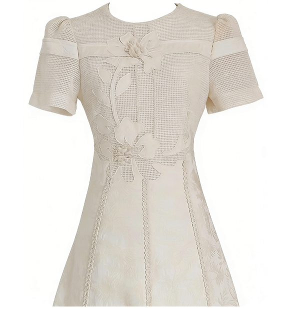 Xylia floral appliqué openwork midi dress