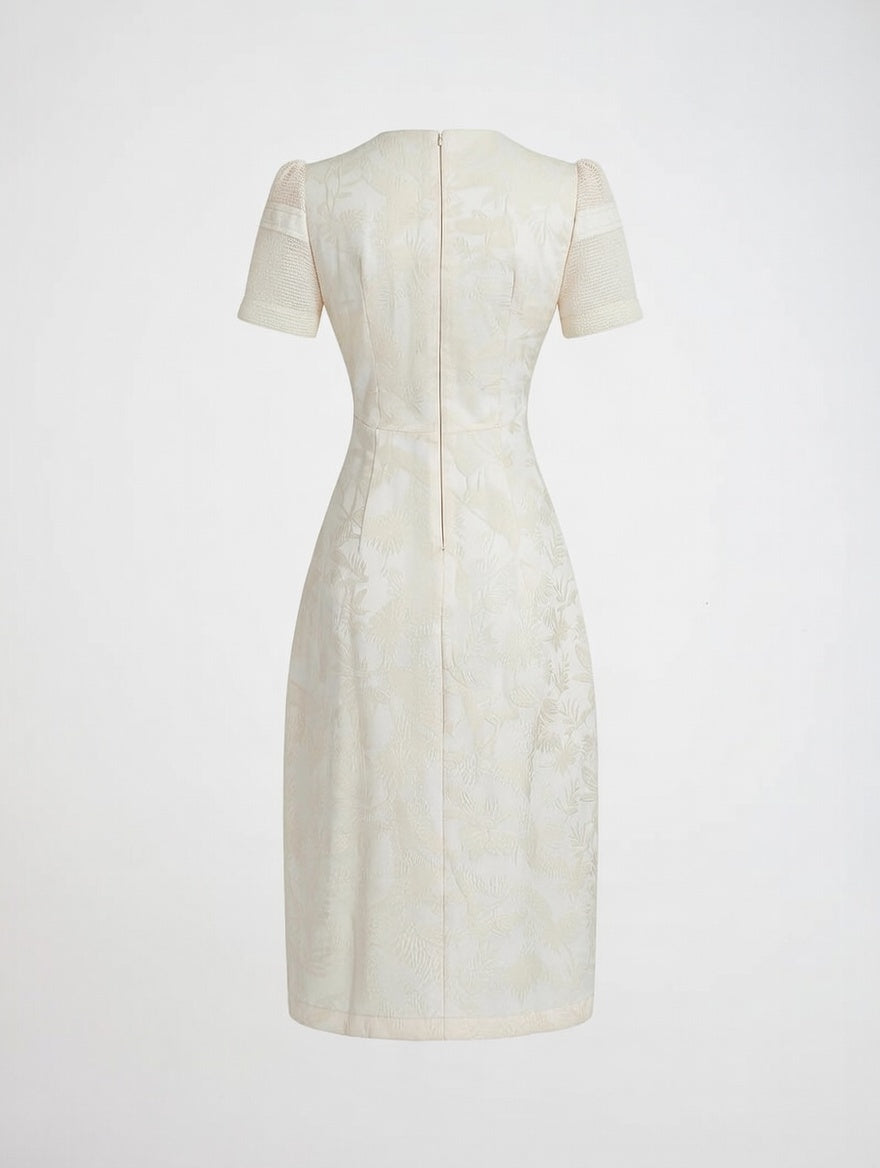 Xylia floral appliqué openwork midi dress