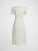 Xylia floral appliqué openwork midi dress