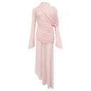 Bonnie Pink Asymmetrical Ruched Mesh Maxi Dress