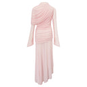Bonnie Pink Asymmetrical Ruched Mesh Maxi Dress