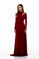 Bethany Red Cut-Out Ruched Maxi Dress