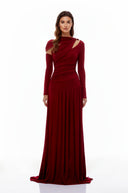 Bethany Red Cut-Out Ruched Maxi Dress
