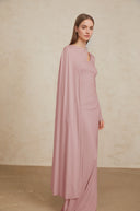 Phoebe Pink Diagonal Shawl Fitted Maxi Dress