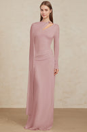 Phoebe Pink Diagonal Shawl Fitted Maxi Dress