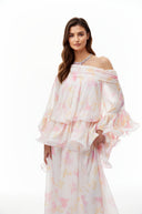 Rosa White Floral Print Ruffled Maxi Dress