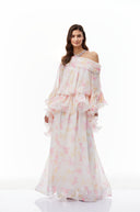 Rosa White Floral Print Ruffled Maxi Dress