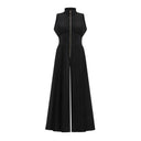 Edwina Black Mock Neck Ruched Jumpsuit