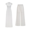 Valerie White Floral Lace Top & Trousers Set