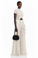 Valerie White Floral Lace Top & Trousers Set