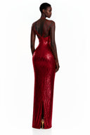 Cassandra Red Sparkly Embellished Maxi Dress