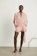 Aveline Pink Fully Pleated Ruffled Mini Dress