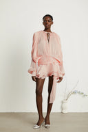 Aveline Pink Fully Pleated Ruffled Mini Dress