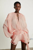 Aveline Pink Fully Pleated Ruffled Mini Dress