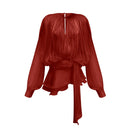 Aveline Red Fully Pleated Ruffled Mini Dress