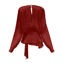 Aveline Red Fully Pleated Ruffled Mini Dress