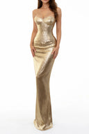 Cassandra Gold Sparkly Embellished Maxi Dress