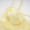 Theresa Yellow Floral Appliqué Corset Maxi Dress
