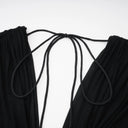 Geraldine Black Deep V-Neck Draped Jumpsuit
