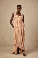 Octavia Pink Chiffon Ruffle Halterneck Maxi Dress