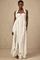 Octavia White Chiffon Ruffle Halterneck Maxi Dress