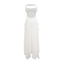 Octavia White Chiffon Ruffle Halterneck Maxi Dress