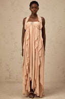 Octavia Pink Chiffon Ruffle Halterneck Maxi Dress