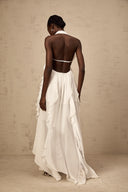 Octavia White Chiffon Ruffle Halterneck Maxi Dress