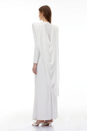 Grace White Asymmetrical Cape Maxi Dress