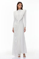 Grace White Asymmetrical Cape Maxi Dress
