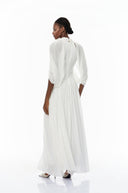 Laurel White Cape Design Mesh Maxi Dress
