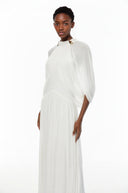 Laurel White Cape Design Mesh Maxi Dress