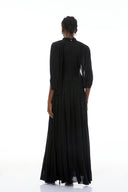 Laurel Black Cape Design Mesh Maxi Dress