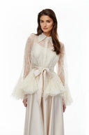 Norma Neutral Semi-Sheer Blouse & Dress Set