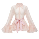 Norma Pink Semi-Sheer Blouse & Dress Set