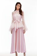 Norma Pink Semi-Sheer Blouse & Dress Set