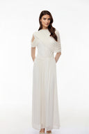 Lilian White Asymmetrical Cross Front Maxi Dress