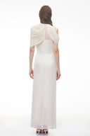 Lilian White Asymmetrical Cross Front Maxi Dress