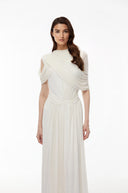 Lilian White Asymmetrical Cross Front Maxi Dress