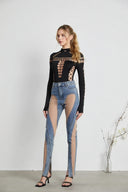 Amaris sheer-panelled jeans