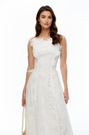 Caylee White Sleeveless Floral Embroidered Maxi Dress