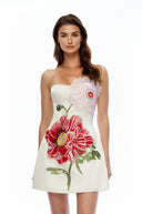 Valencia White Floral Embroidered Mini Dress