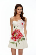 Valencia White Floral Embroidered Mini Dress