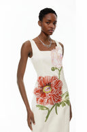 Valencia White Flora Embroidered Maxi Dress