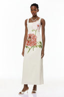 Valencia White Flora Embroidered Maxi Dress