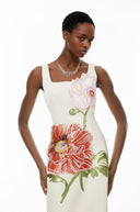 Valencia White Flora Embroidered Maxi Dress