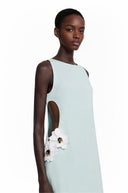 Zelda Green Cut-Out Mini Dress with 3D Petals