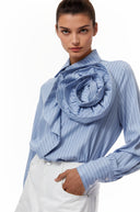 Rory Blue 3D Petal Pinstriped Shirt