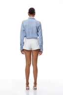 Rory Blue 3D Petal Pinstriped Shirt