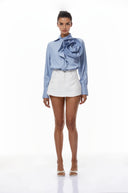 Rory Blue 3D Petal Pinstriped Shirt